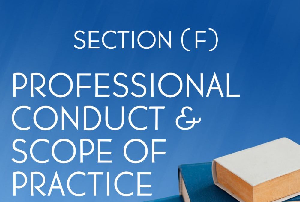 Revisión de la lista de tareas Sección (F) Conducta profesional y ámbito de la práctica profesional